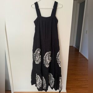 Anthropologie Black Maxi Dress with White Paisley
